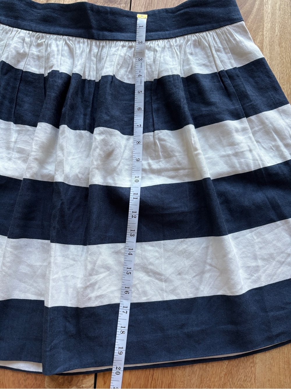 Banana Republic Linen Blend Navy Blue & White Striped Skirt, Size 14